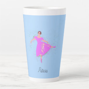 Tasse Latte Danseuse de ballet robe rose magenta personnalisée