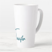 Tasse Latte Dark Teal Trend Modern Minimalist Handwriting Name (Angle droit)