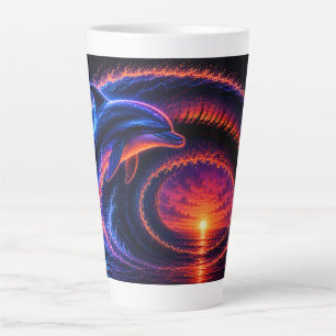 Tasse Latte Dauphin de l'océan au coucher du soleil