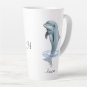 Tasse Latte Dauphin mignon moderne, écriture et monogramme (Angle droit)