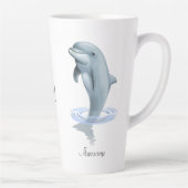 Tasse Latte Dauphin mignon moderne, écriture et monogramme (Droite)