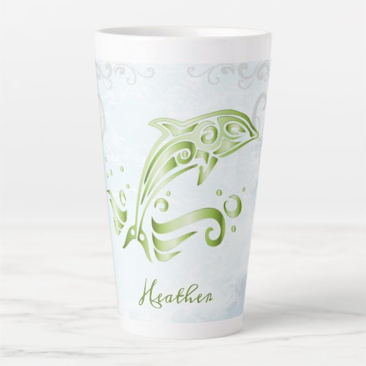 Tasse Latte Dauphin vert Bouge Latte personnalisée (Devant)