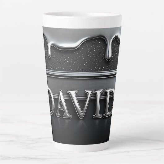 Tasse Latte David Nom en Métal Liquide Chrome (Devant)