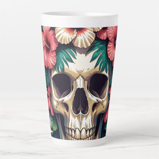 Tasse Latte Décay tropicale : Fleur et os (Devant)