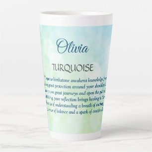Tasse Latte Décembre Design Turquoise Birthstone