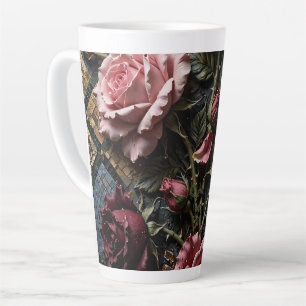Tasse Latte Décoratif Floral de Luxe