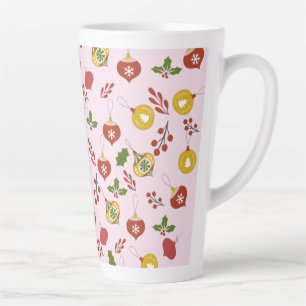 Tasse Latte Décorations de Noël Verdure festive Rose