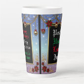 Tasse Latte Décorations de saison de vacances Cadre bleu (Devant)