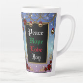 Tasse Latte Décorations de saison de vacances Cadre bleu (Droite)