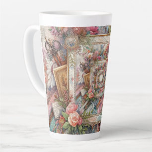 Tasse Latte Découpage Vintage maximaliste