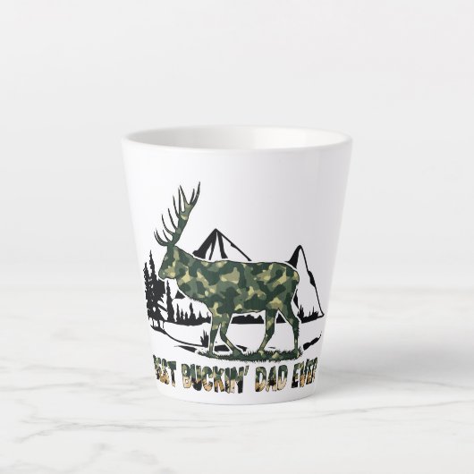 Tasse Latte Deer Hunter | Pun | Meilleur papa | Camouflage (Devant)