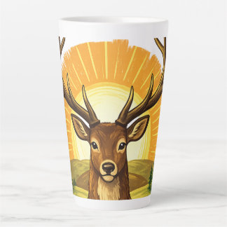 Tasse Latte Deer with Antlers Sunset Forest Hunter Gift