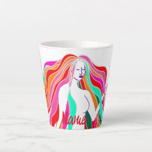 Tasse Latte Déesse aux cheveux longs multicolores Thunder_Cove