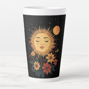 Tasse Latte Déesse solaire céleste avec fleurs florissantes