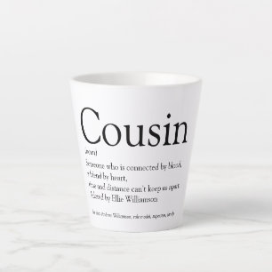Tasse Latte Définition de cousin noir et blanc 
