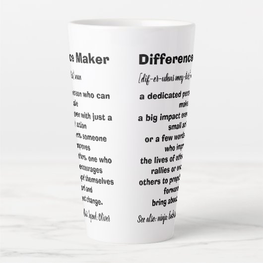 Tasse Latte Définition de facteur de différence Inspirationnel (Devant)