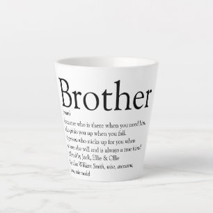 Tasse Latte Définition de Meilleur Frère au Monde Noir et Blan