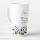Tasse Latte Définition de nom avec bordure Fleur sauvage simpl (Angle gauche)