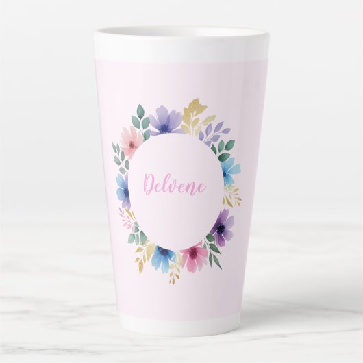 Tasse Latte Délicate couronne florale (Devant)