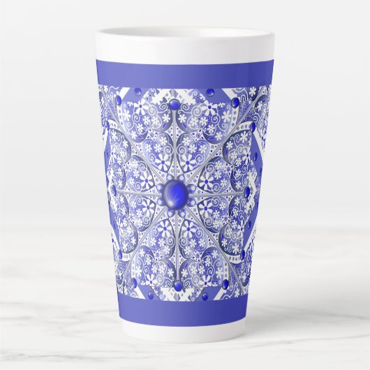 Tasse Latte Dentelle en céramique Bleu de Grèce (Devant)