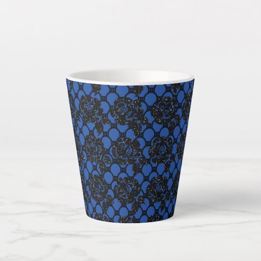 Tasse Latte Dentelle florale noire (Devant)