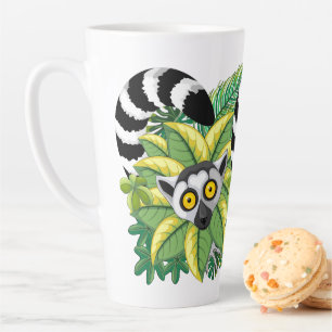 Tasse Latte Des lémuriens de Madagascar dans la jungle exotiqu
