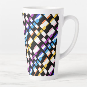 Tasse Latte Design d'art carrelé noir bordures coloré chunky