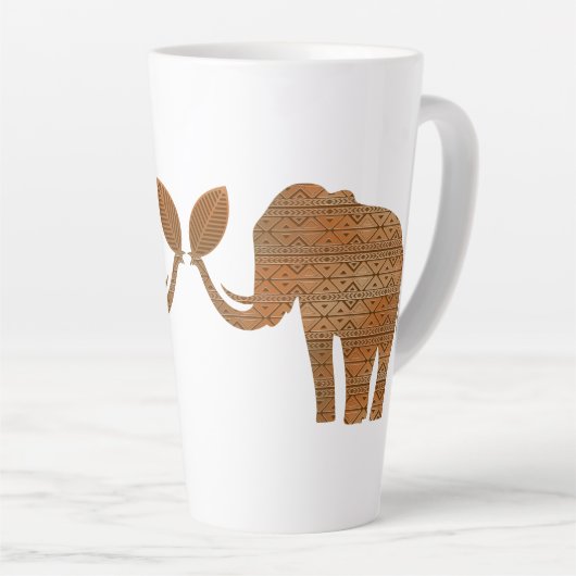 Tasse Latte Design d'art tribal des éléphants (Angle droit)