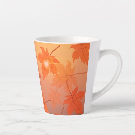 Tasse Latte Design d'automne avec feuilles d'érable et effet b (Droite)