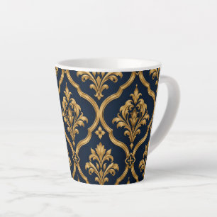Tasse Latte Design de motif vintage élégant en or et damas mar