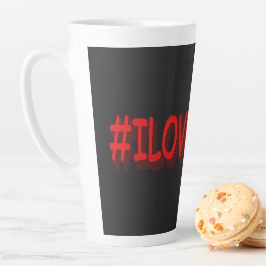 Tasse Latte Design d'expression mignon "#ILOVEISRAE". Commande (En situation)