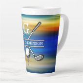 Tasse Latte Design élégant de Monogramme de Golf Customisé (Angle droit)