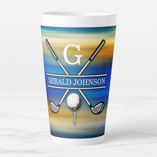 Tasse Latte Design élégant de Monogramme de Golf Customisé (Devant)