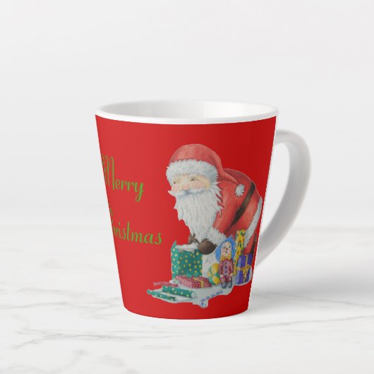Tasse Latte design festif de père Noël et cadeaux pour noël (Angle droit)