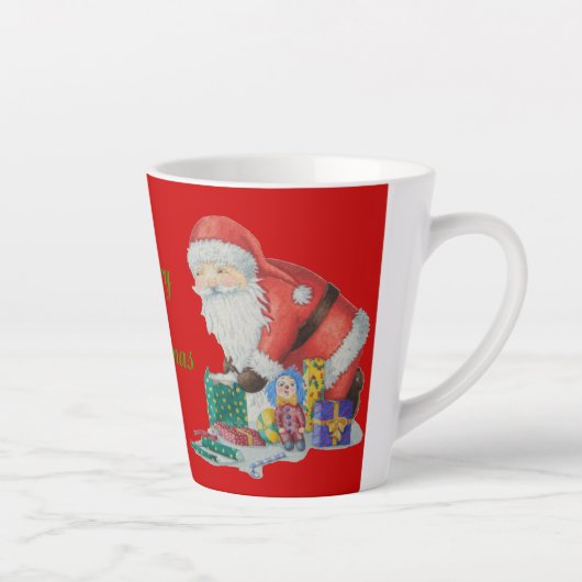 Tasse Latte design festif de père Noël et cadeaux pour noël (Droite)