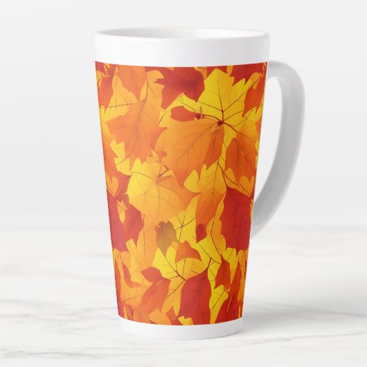 Tasse Latte Design feuille brillant à l'automne (Angle droit)