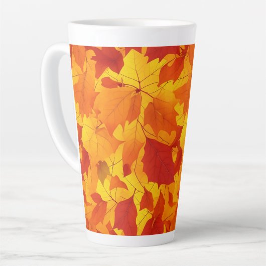 Tasse Latte Design feuille brillant à l'automne (Angle gauche)