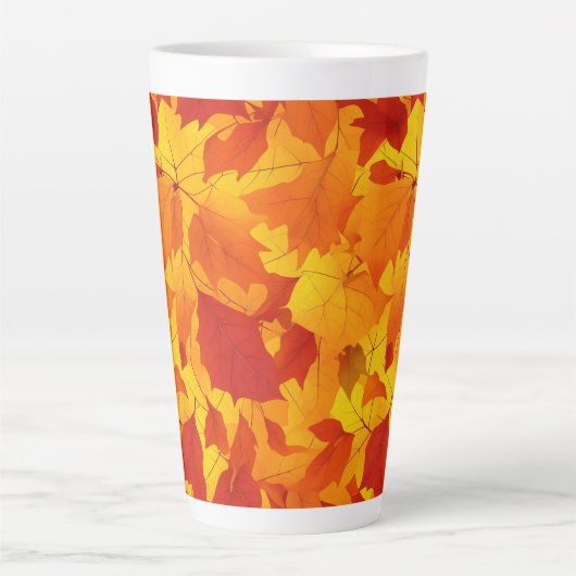 Tasse Latte Design feuille brillant à l'automne (Devant)