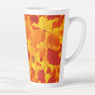 Tasse Latte Design feuille brillant à l'automne