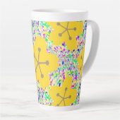 Tasse Latte Design Floral Disco Jaune Groovy (Angle droit)