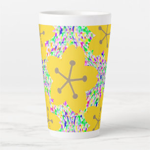 Tasse Latte Design Floral Disco Jaune Groovy