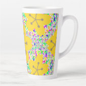 Tasse Latte Design Floral Disco Jaune Groovy (Droite)