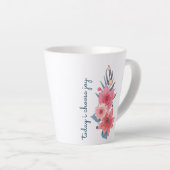 Tasse Latte Design Floral Rouge, Blanc Et Bleu (Angle droit)