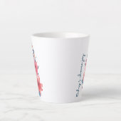 Tasse Latte Design Floral Rouge, Blanc Et Bleu (Devant)