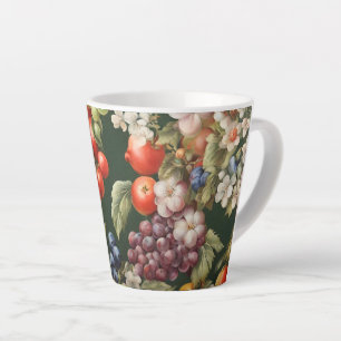 Tasse Latte Design italien élégant avec Fruits et Fleurs