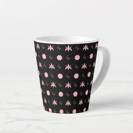 Tasse Latte Design Motif élégant noir et rose (Angle droit)