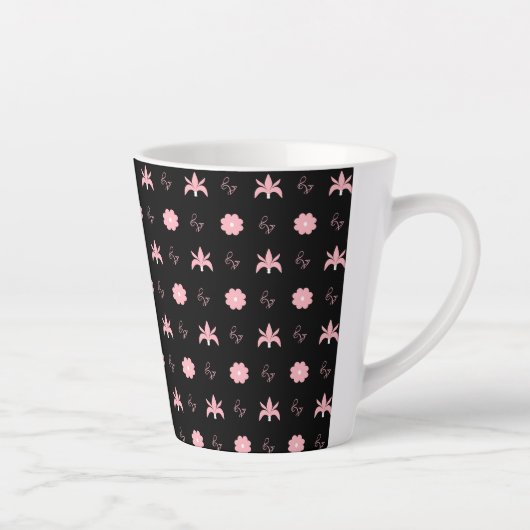 Tasse Latte Design Motif élégant noir et rose (Droite)