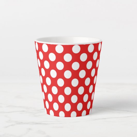 Tasse Latte Design Motif rétro Pois rouge blanc (Devant)