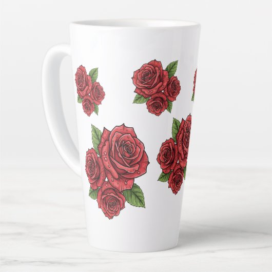 Tasse Latte Design Rose élégant (Angle gauche)