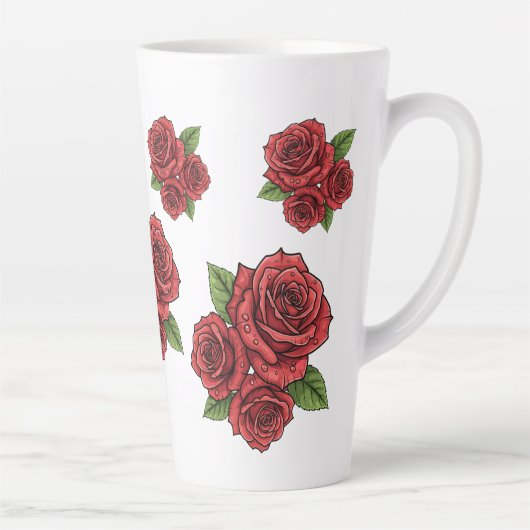 Tasse Latte Design Rose élégant